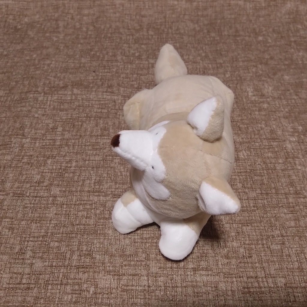 寝転ぶ犬ぬいぐるみ