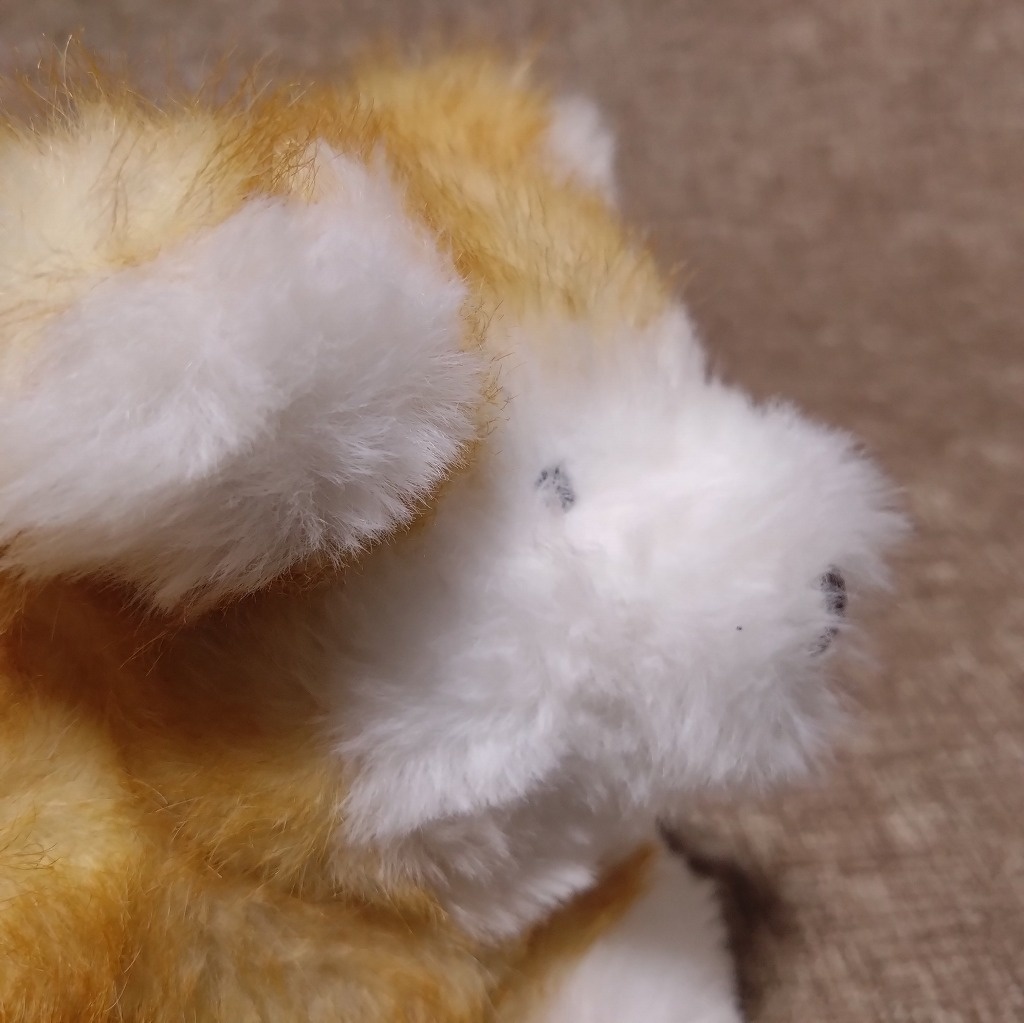 寝転ぶ犬ぬいぐるみ