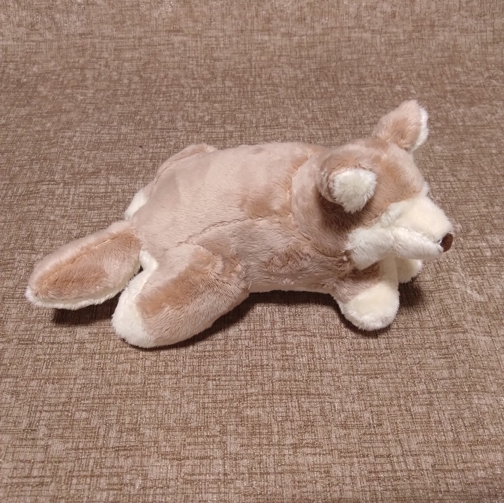 寝転ぶ犬ぬいぐるみ