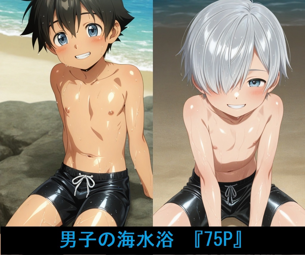 男子の海水浴