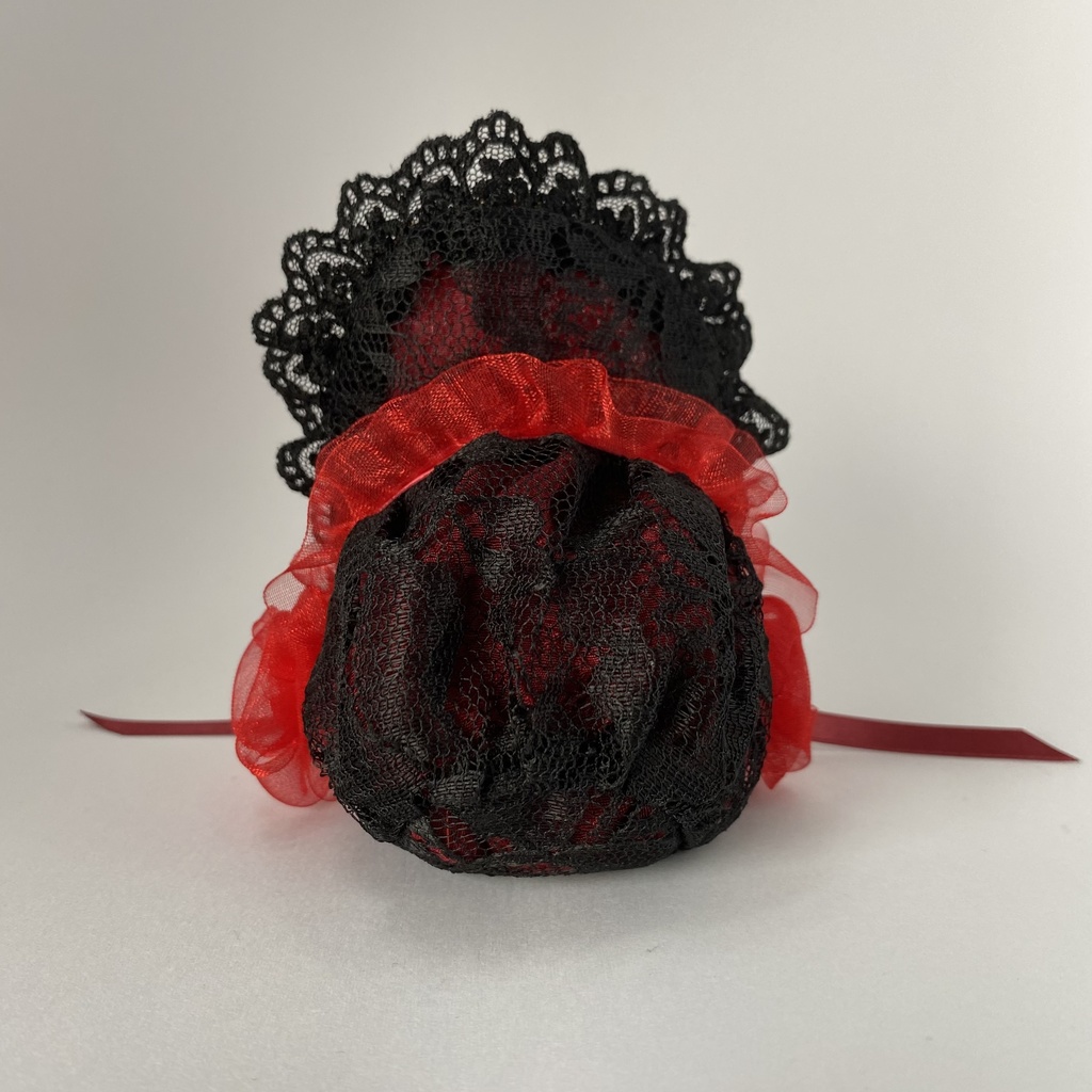 おまんじゅう・もちぷち系用ボンネット黒×レッド