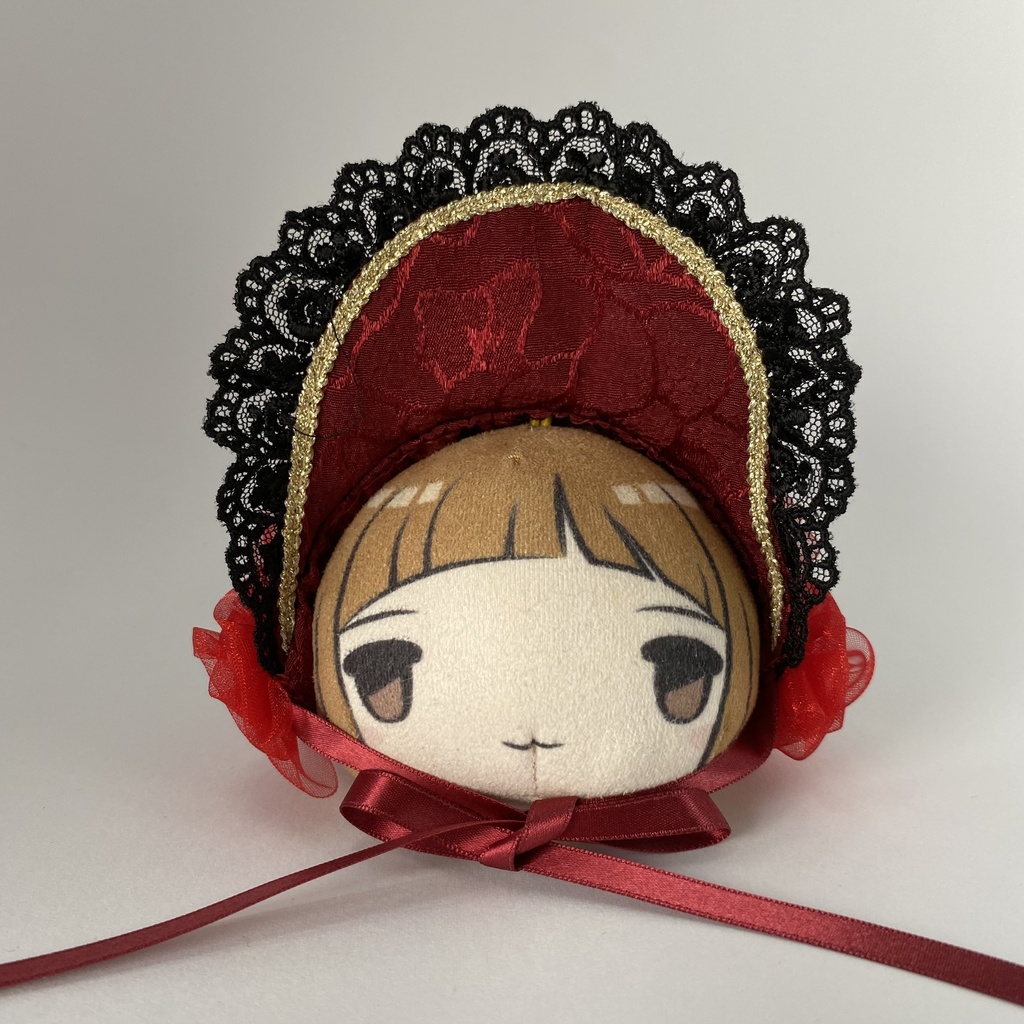 おまんじゅう・もちぷち系用ボンネット黒×レッド