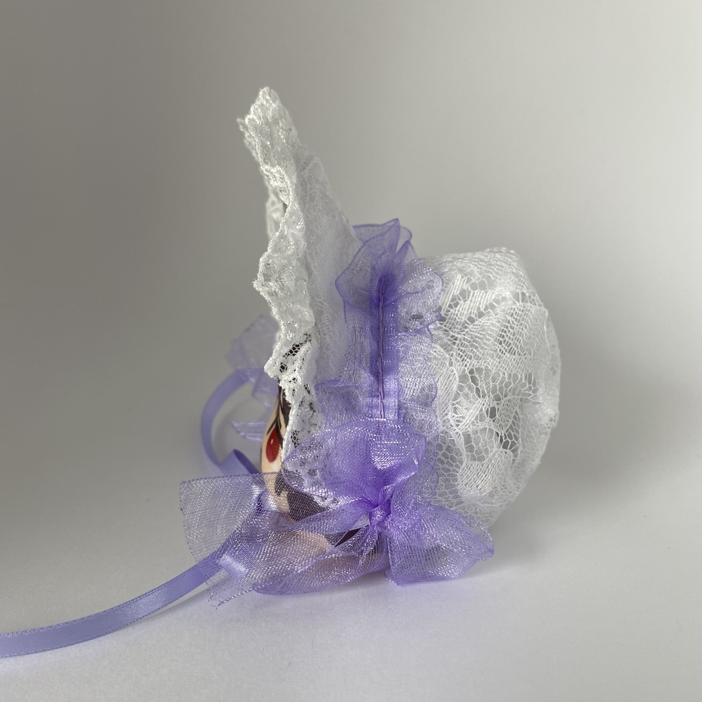 おまんじゅう・もちぷち兼用ボンネット(白×パープル)