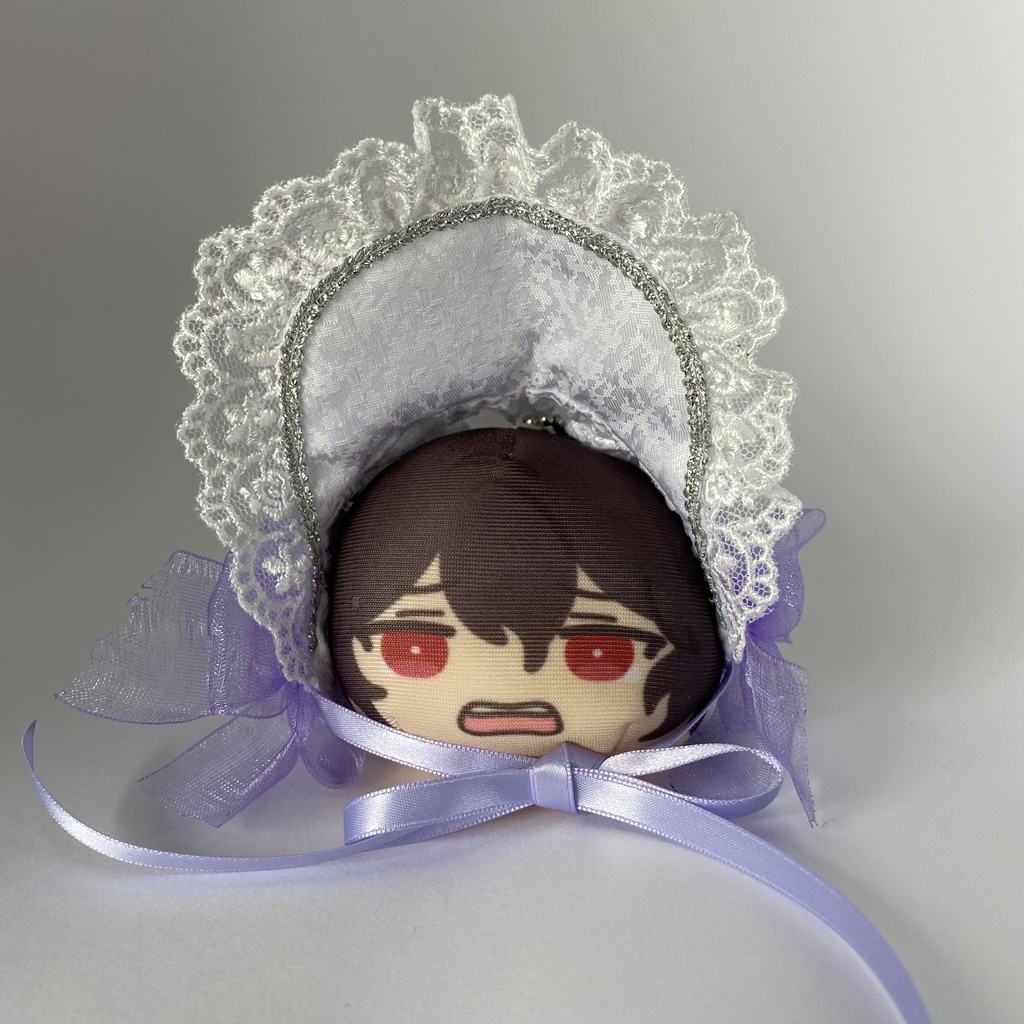 おまんじゅう・もちぷち兼用ボンネット(白×パープル)