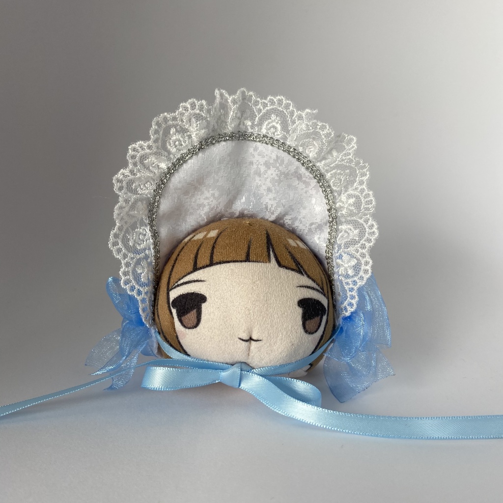 おまんじゅう・もちぷち兼用ボンネット(白×水色)