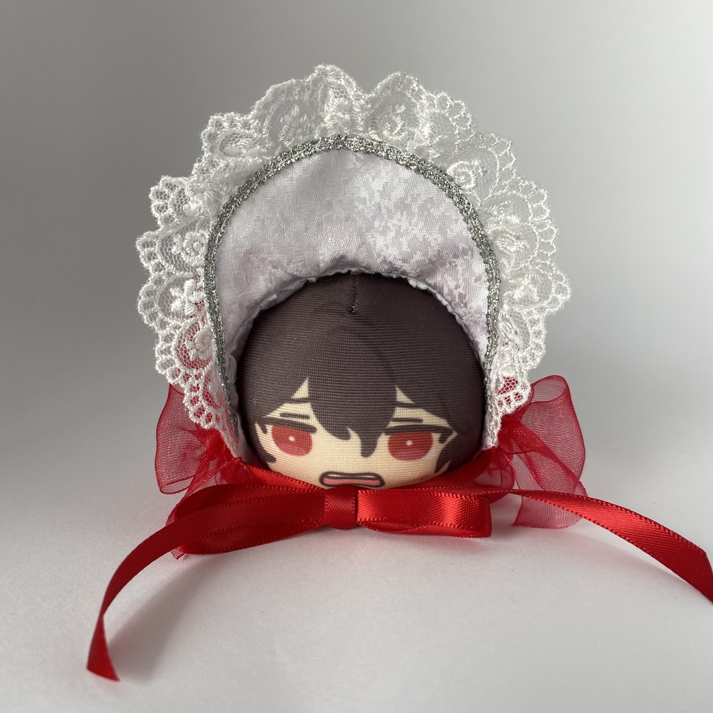 おまんじゅう・もちぷち兼用ボンネット(白×赤)