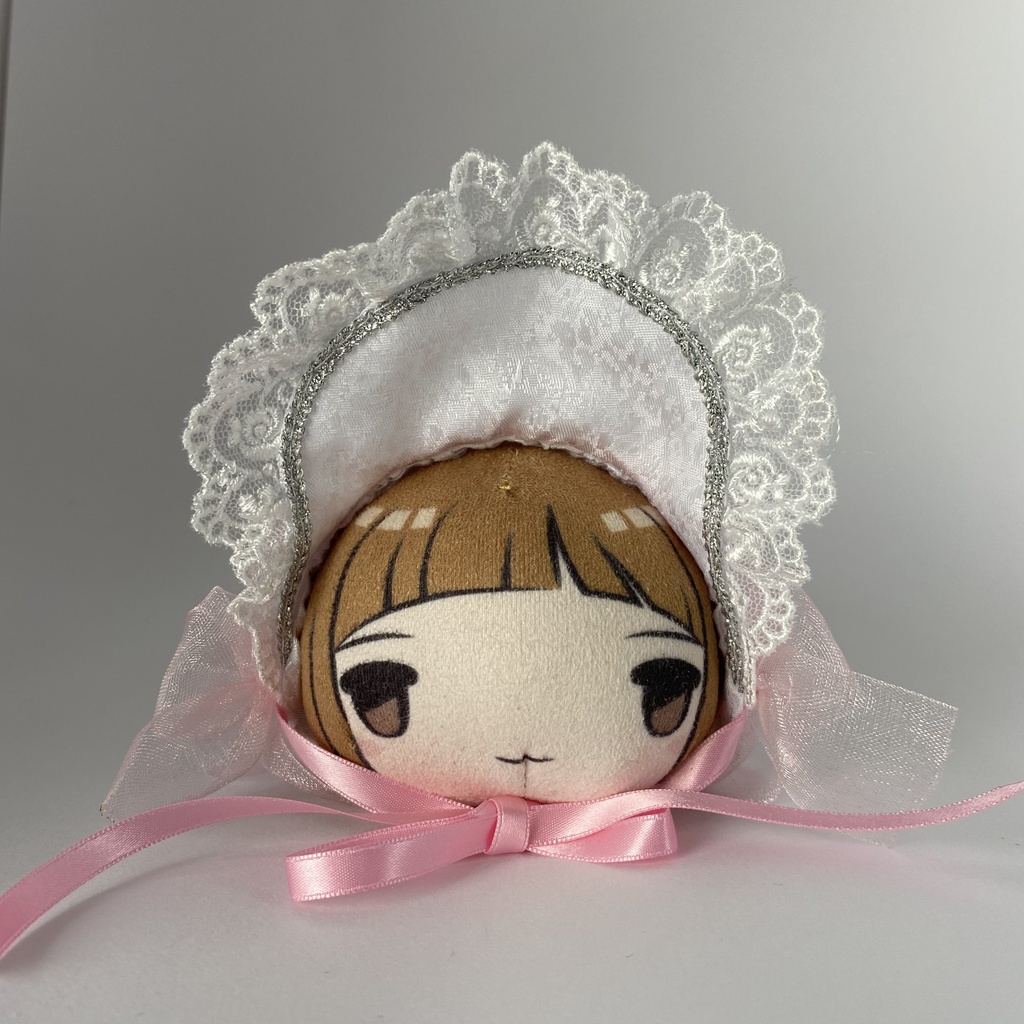 おまんじゅう・もちぷち兼用ボンネット(白×ピンク)