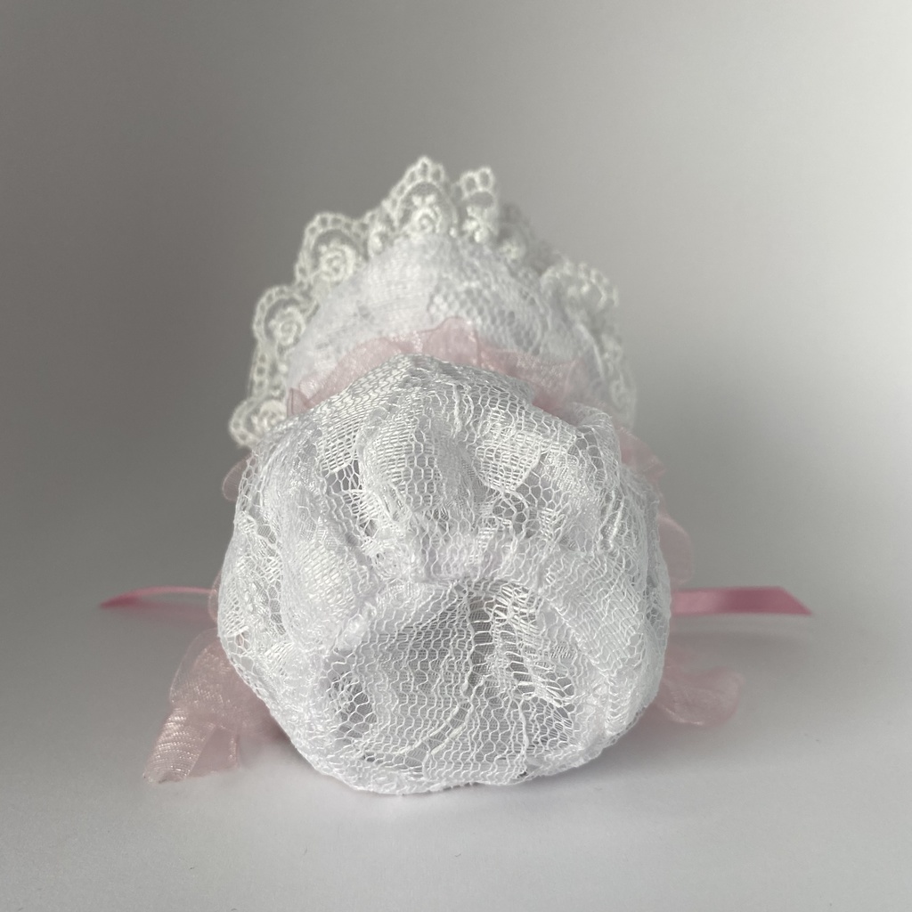 おまんじゅう・もちぷち兼用ボンネット(白×ピンク)