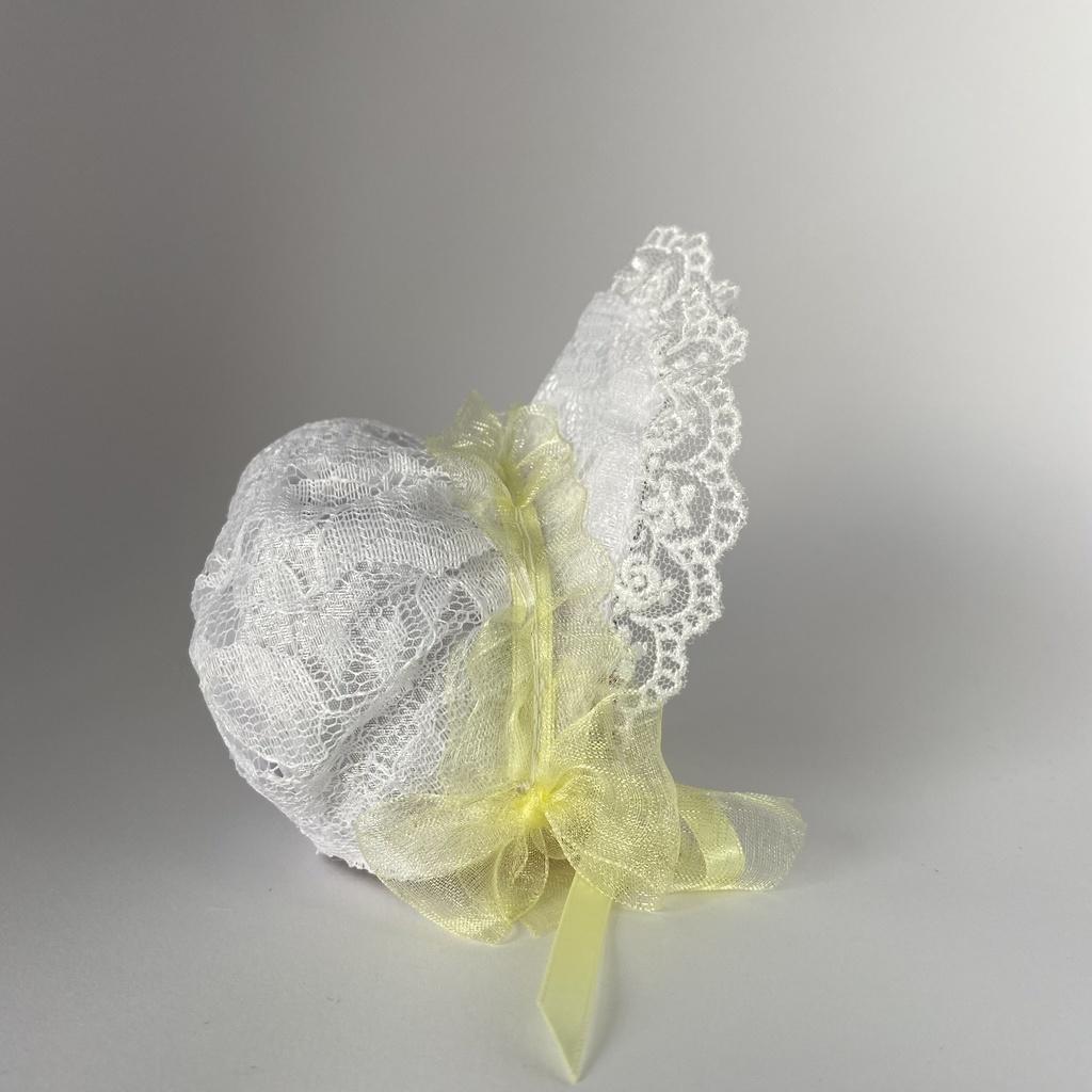 おまんじゅう・もちぷち兼用ボンネット(白×黄色)