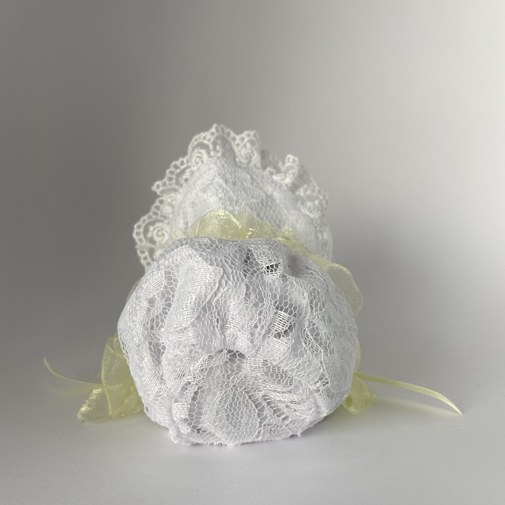 おまんじゅう・もちぷち兼用ボンネット(白×黄色)