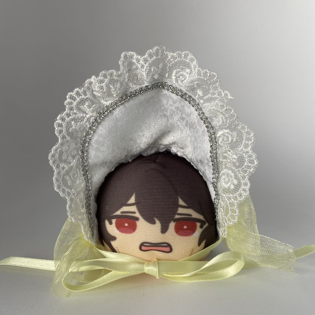 おまんじゅう・もちぷち兼用ボンネット(白×黄色)