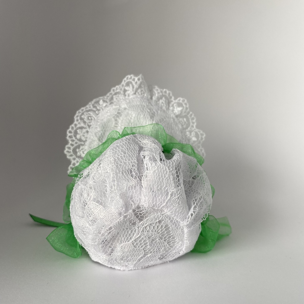 おまんじゅう・もちぷち兼用ボンネット(白×緑)