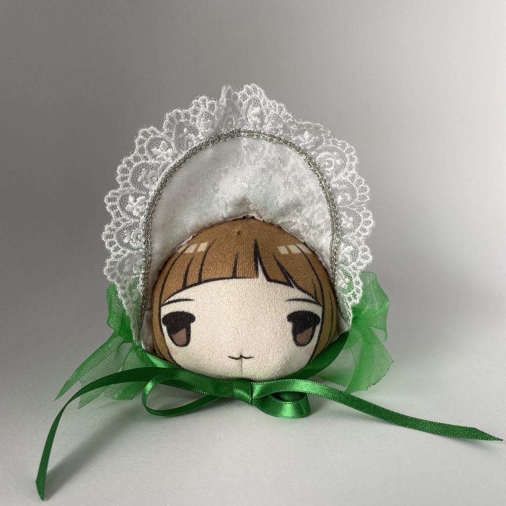 おまんじゅう・もちぷち兼用ボンネット(白×緑)