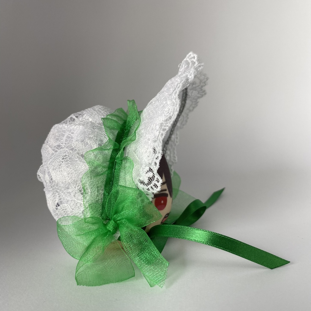 おまんじゅう・もちぷち兼用ボンネット(白×緑)