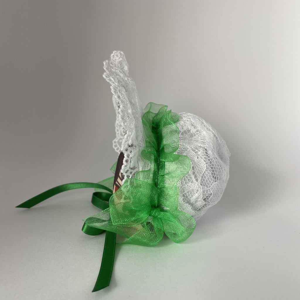 おまんじゅう・もちぷち兼用ボンネット(白×緑)