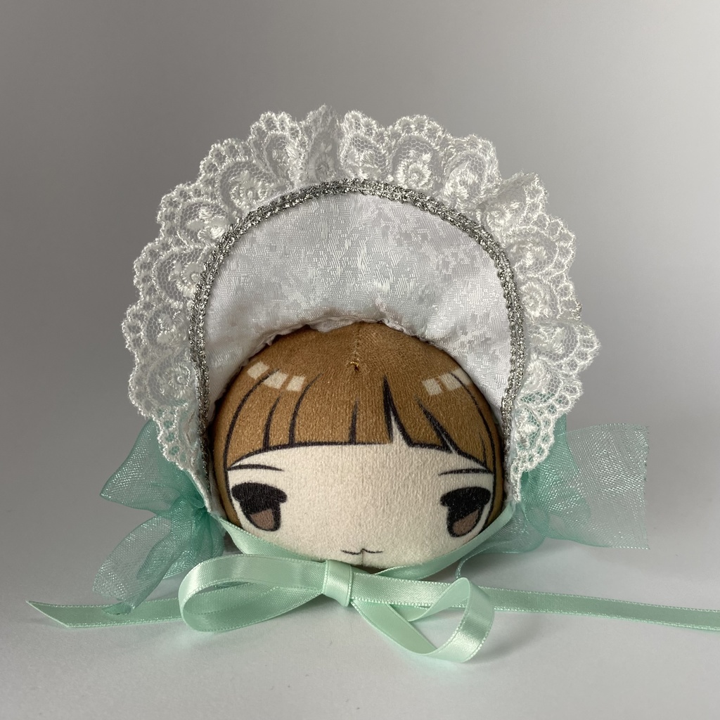 おまんじゅう・もちぷち兼用ボンネット(白×ミントグリーン)