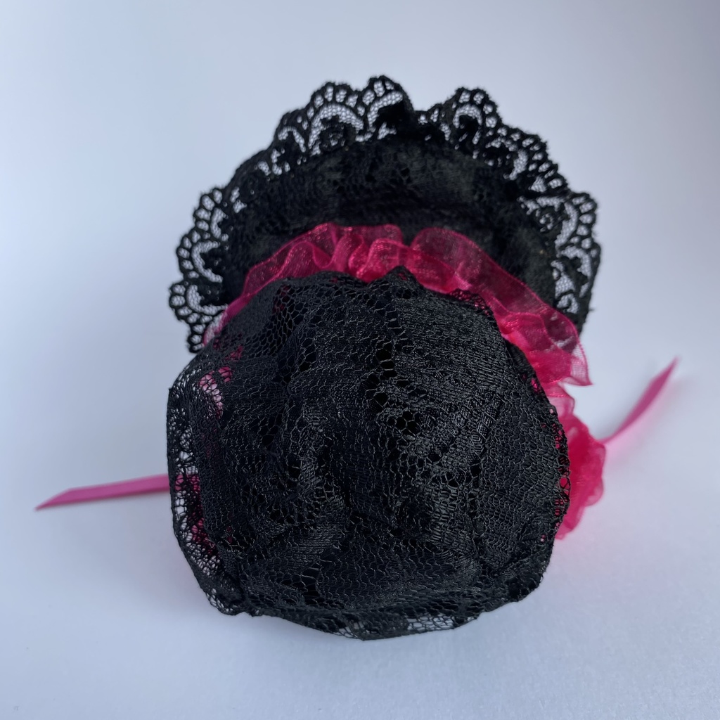 おまんじゅう・もちぷち兼用ボンネット(黒×マゼンタ)