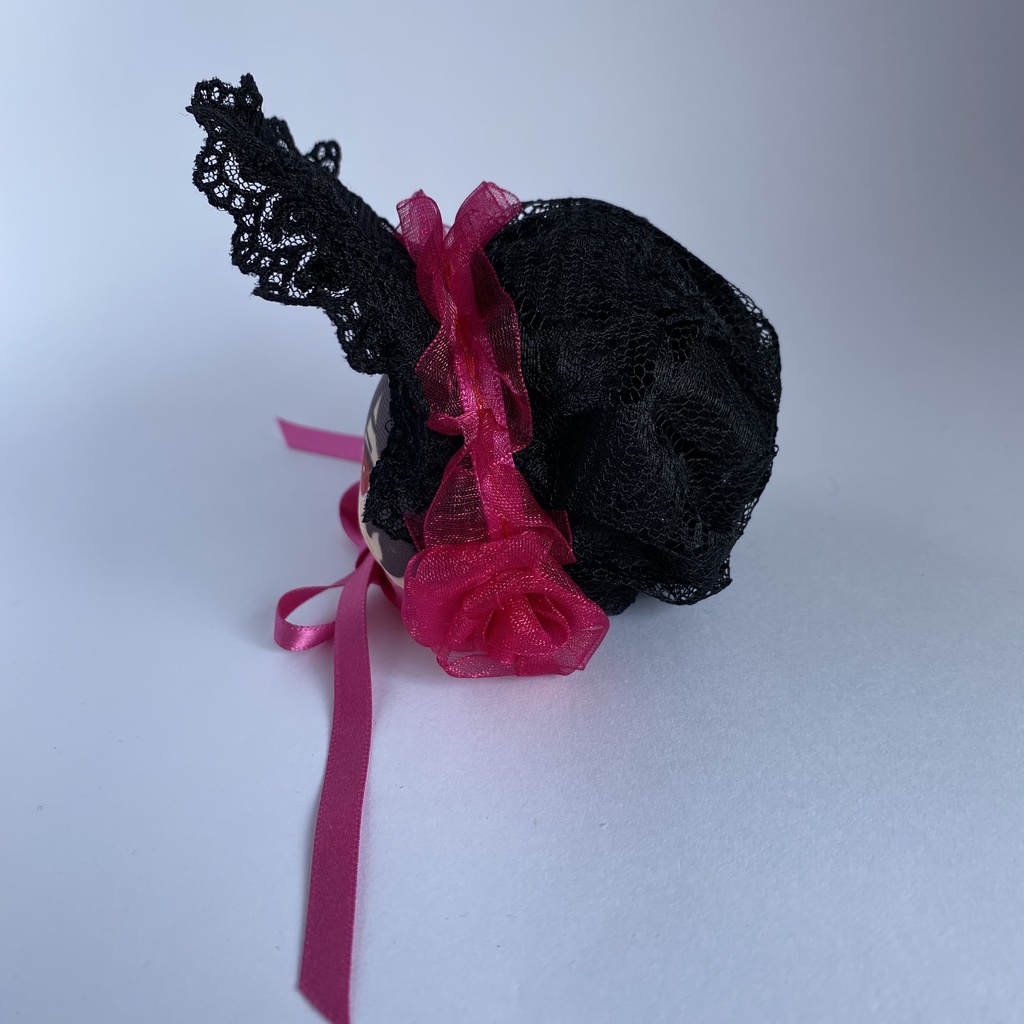 おまんじゅう・もちぷち兼用ボンネット(黒×マゼンタ)