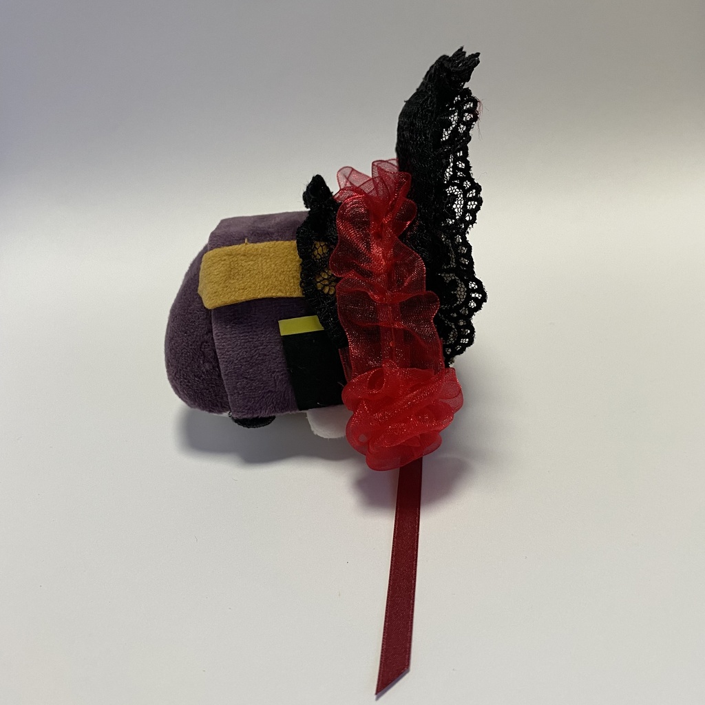 もちもちマスコット用ボンネット(黒×赤薔薇)