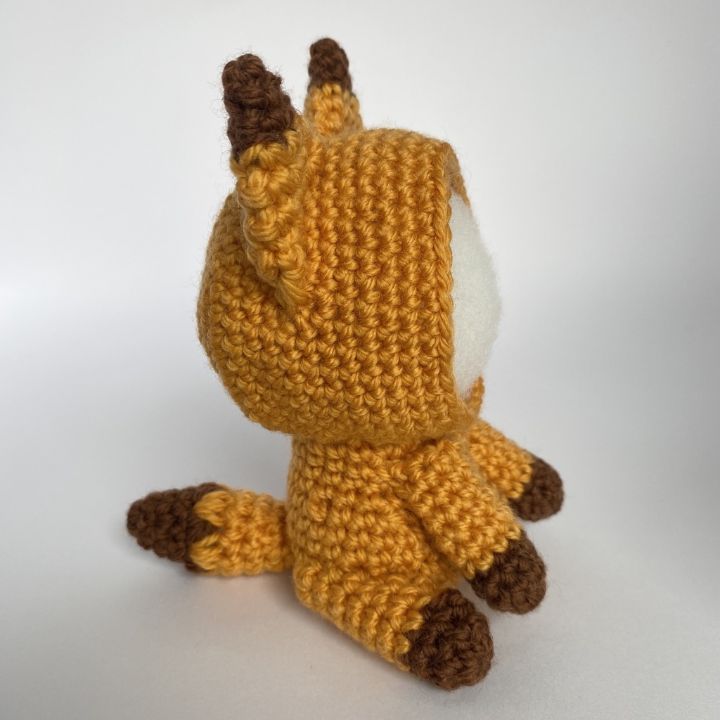 オレンジキツネさん(耳先こげ茶)おまんじゅう・もちぷち系着ぐるみ胴体付き