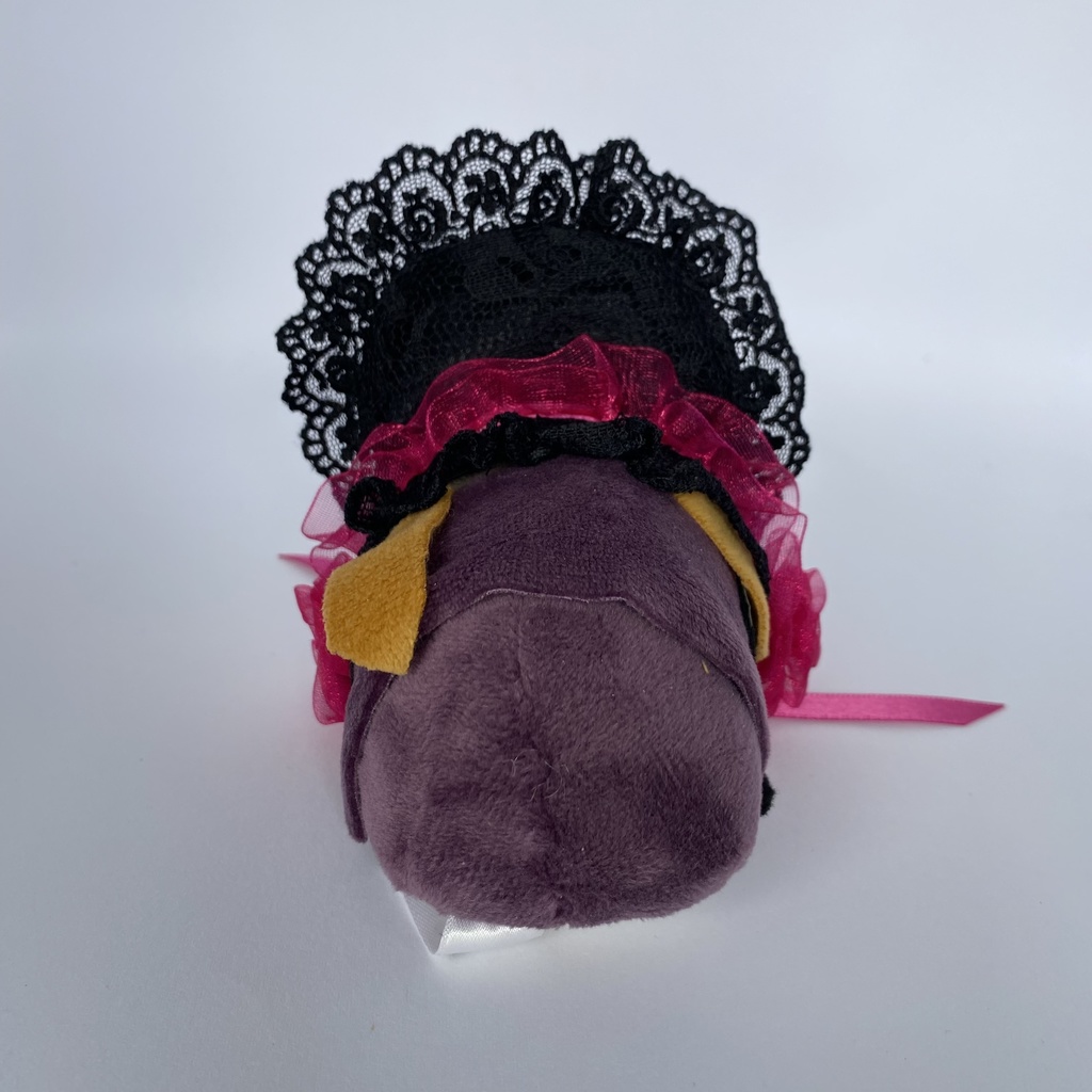 もちもちマスコット用ボンネット(黒×マゼンタ薔薇)