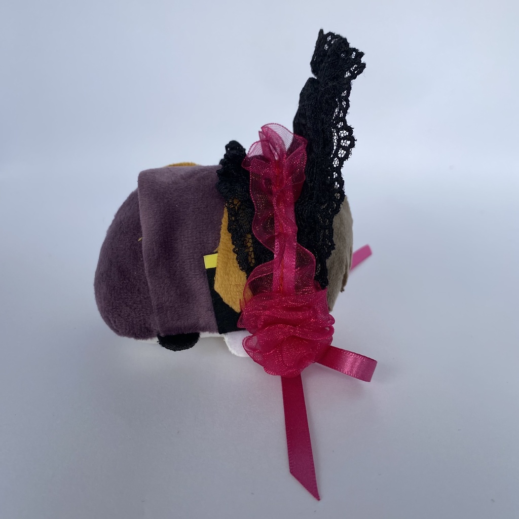 もちもちマスコット用ボンネット(黒×マゼンタ薔薇)