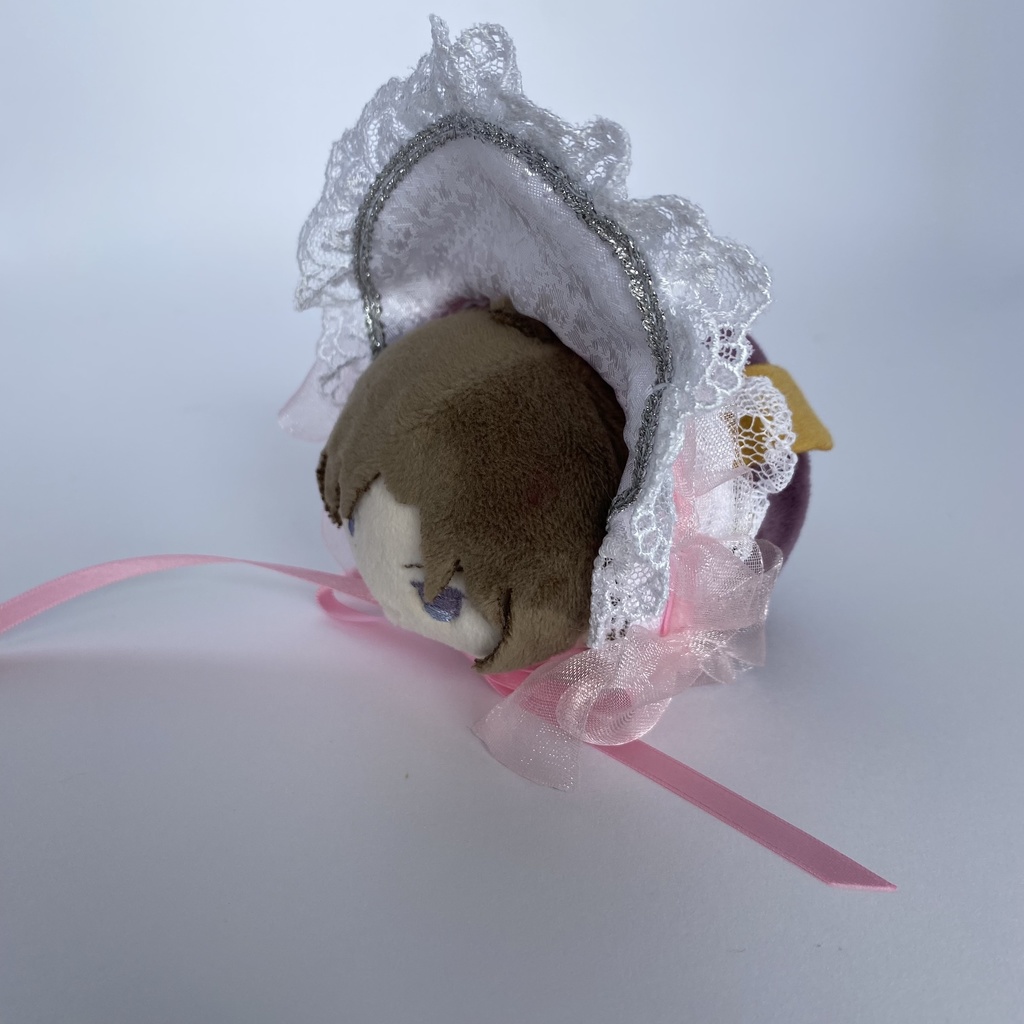 もちもちマスコット用ボンネット(白×ピンク)