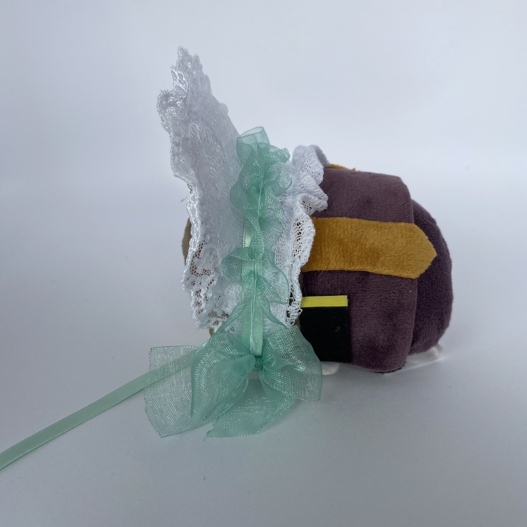 もちもちマスコット用ボンネット(白×ライトグリーン)