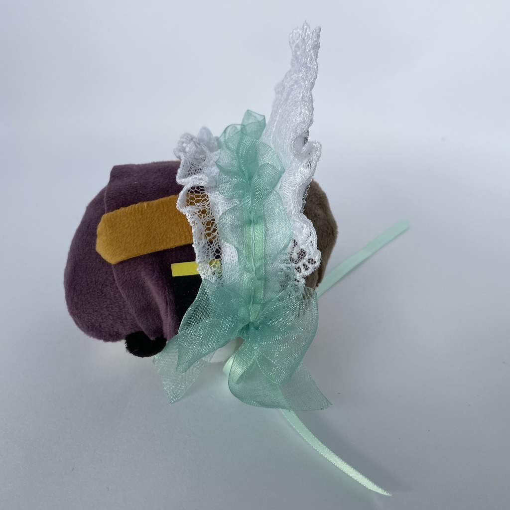 もちもちマスコット用ボンネット(白×ライトグリーン)