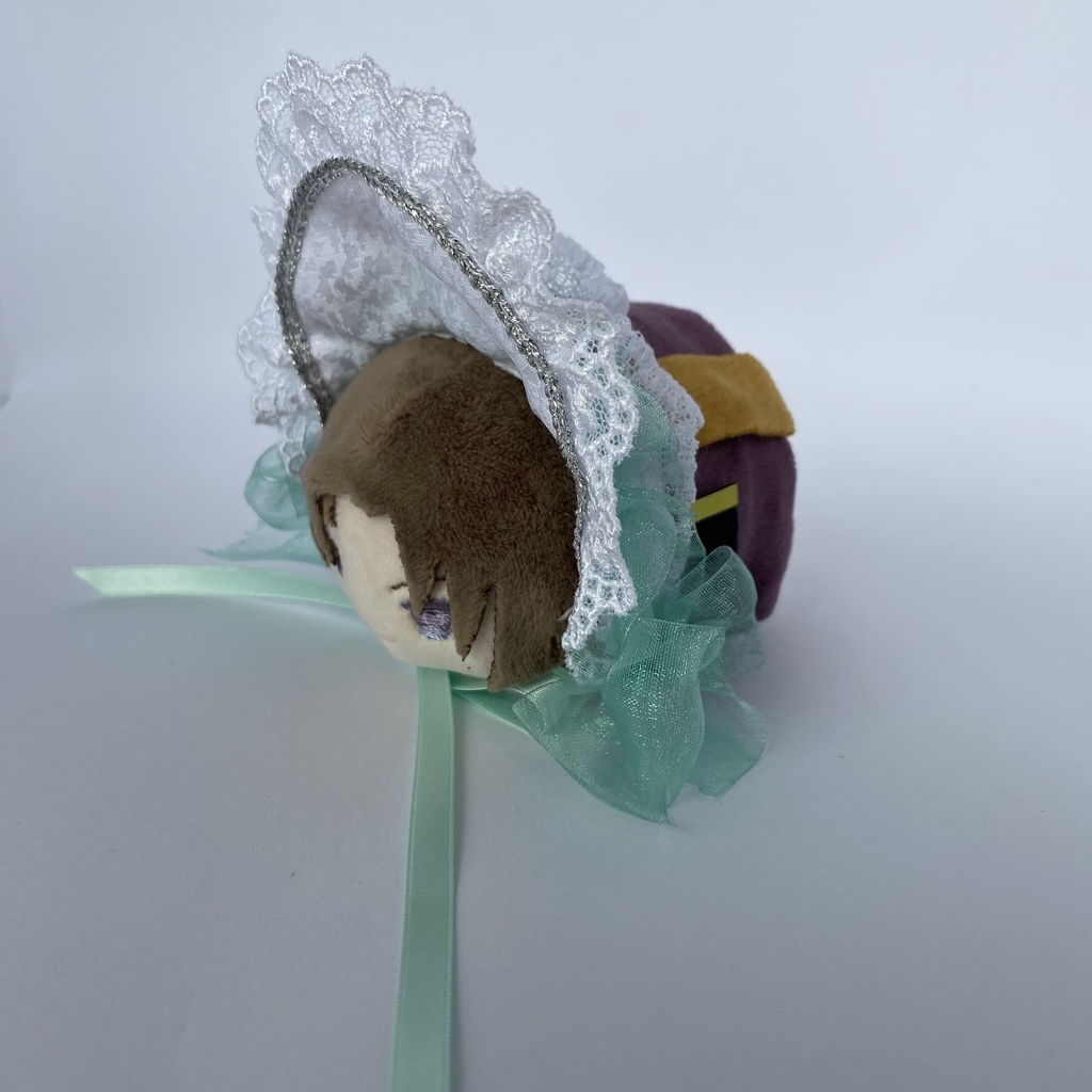 もちもちマスコット用ボンネット(白×ライトグリーン)