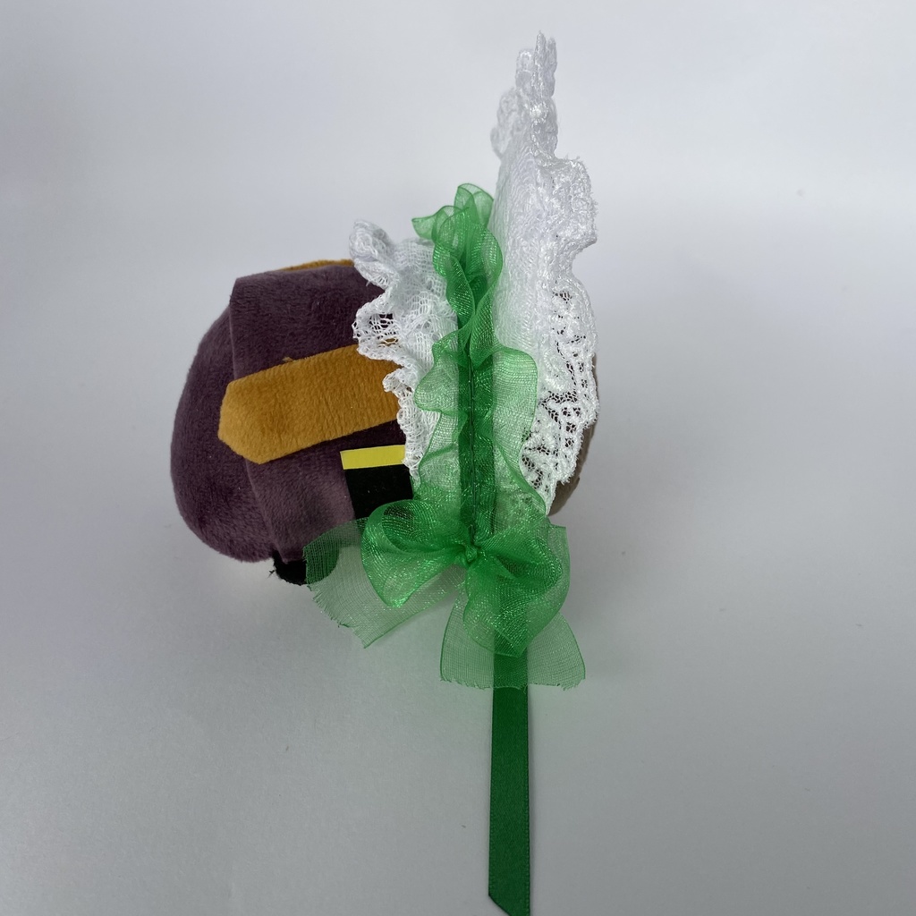 もちもちマスコット用ボンネット(白×緑)