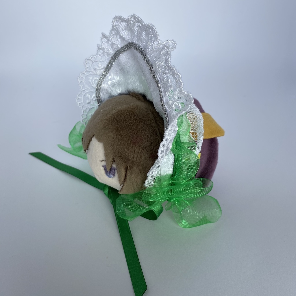 もちもちマスコット用ボンネット(白×緑)