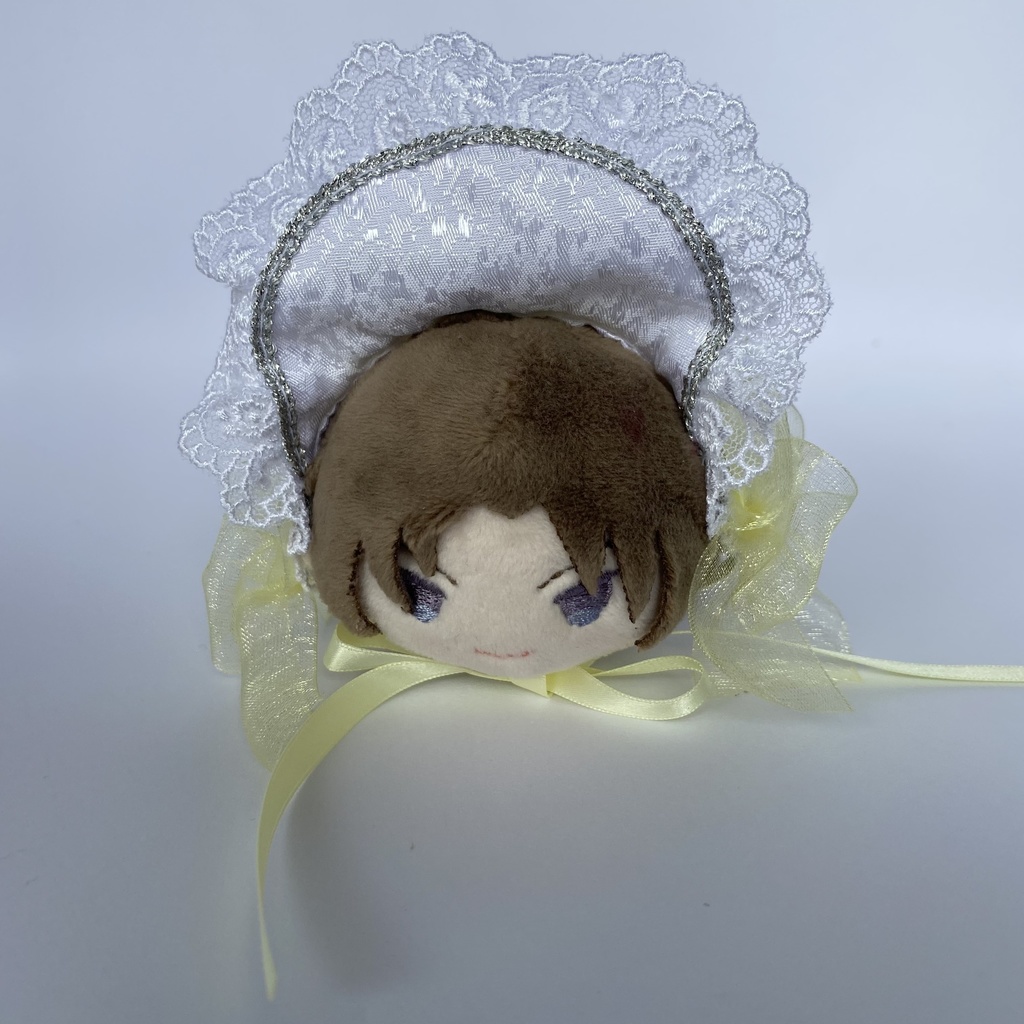 もちもちマスコット用ボンネット(白×黄色)