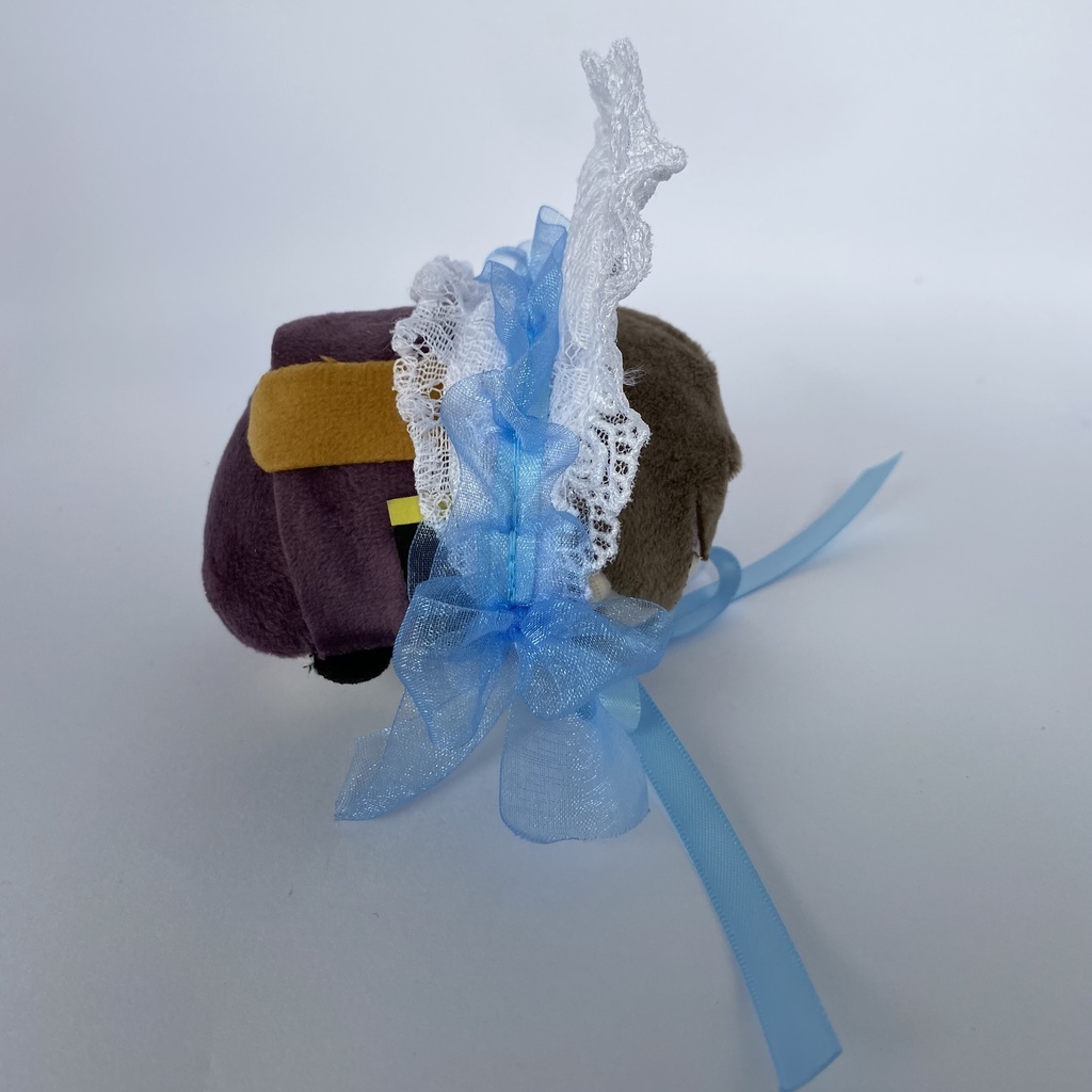 もちもちマスコット用ボンネット(白×水色)