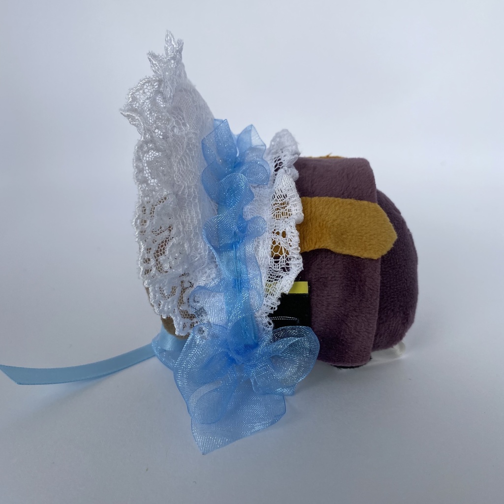 もちもちマスコット用ボンネット(白×水色)