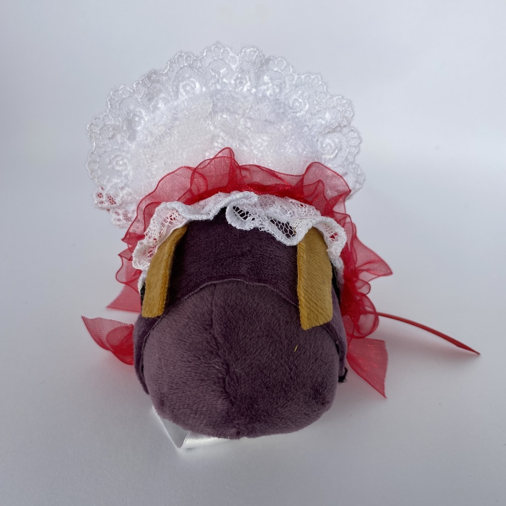 もちもちマスコット用ボンネット(白×赤)