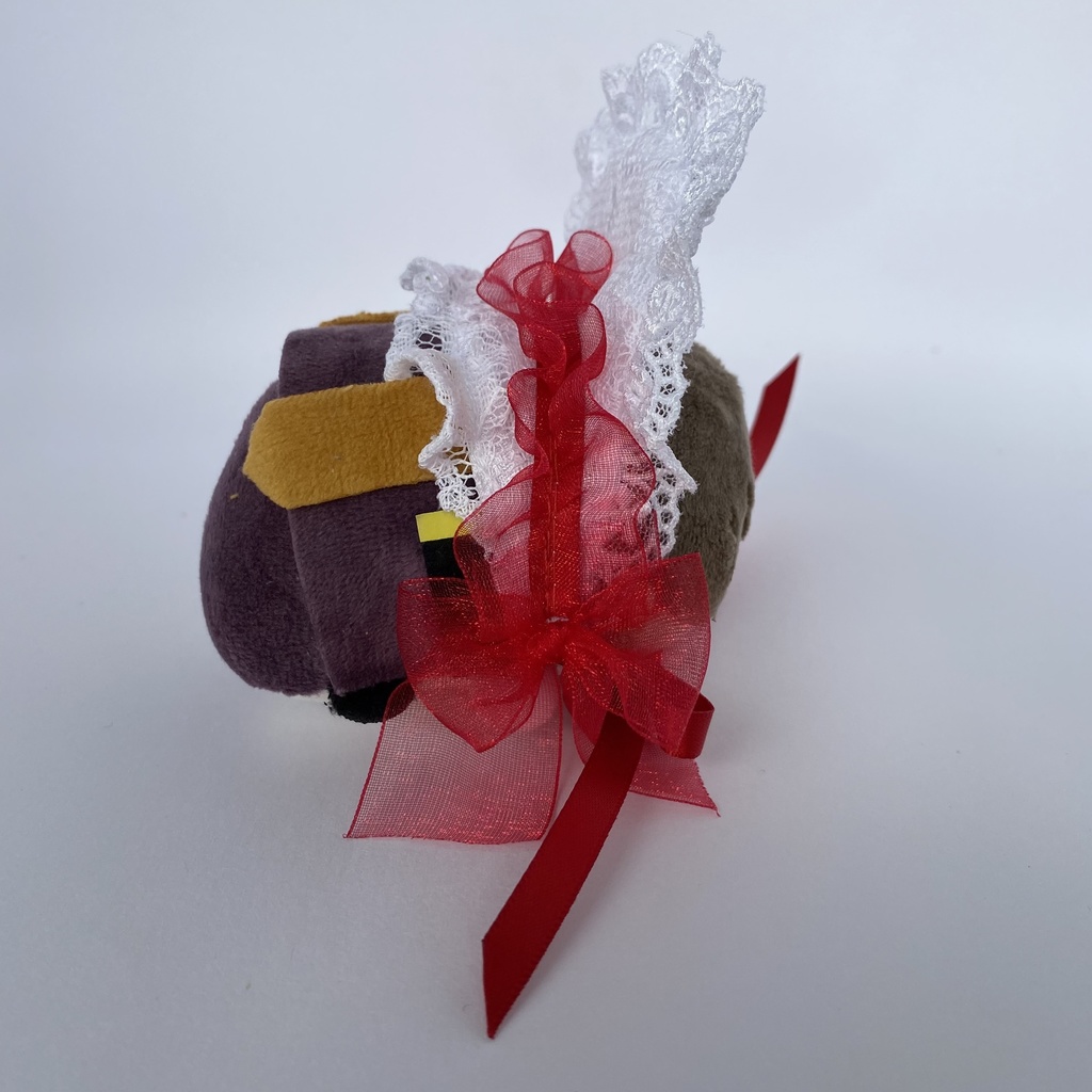 もちもちマスコット用ボンネット(白×赤)