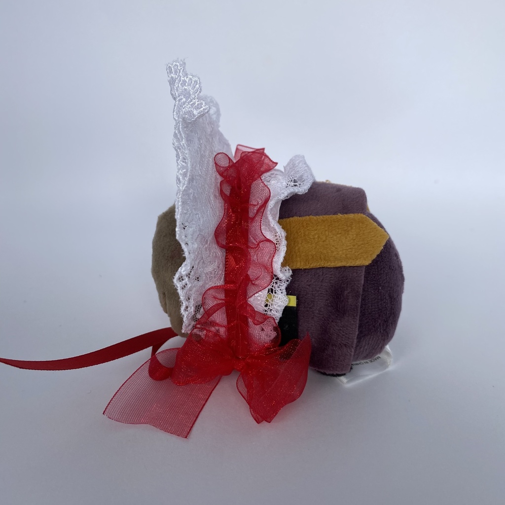 もちもちマスコット用ボンネット(白×赤)