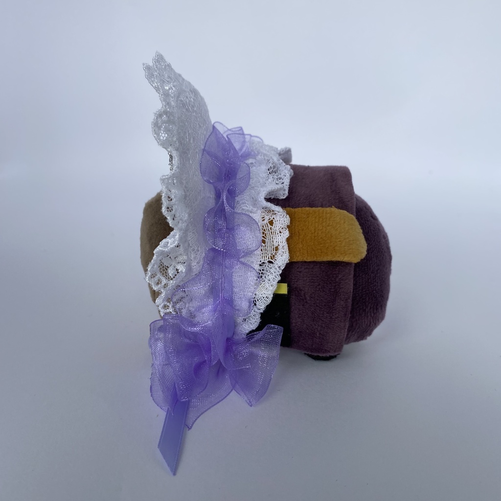 もちもちマスコット用ボンネット(白×パープル)