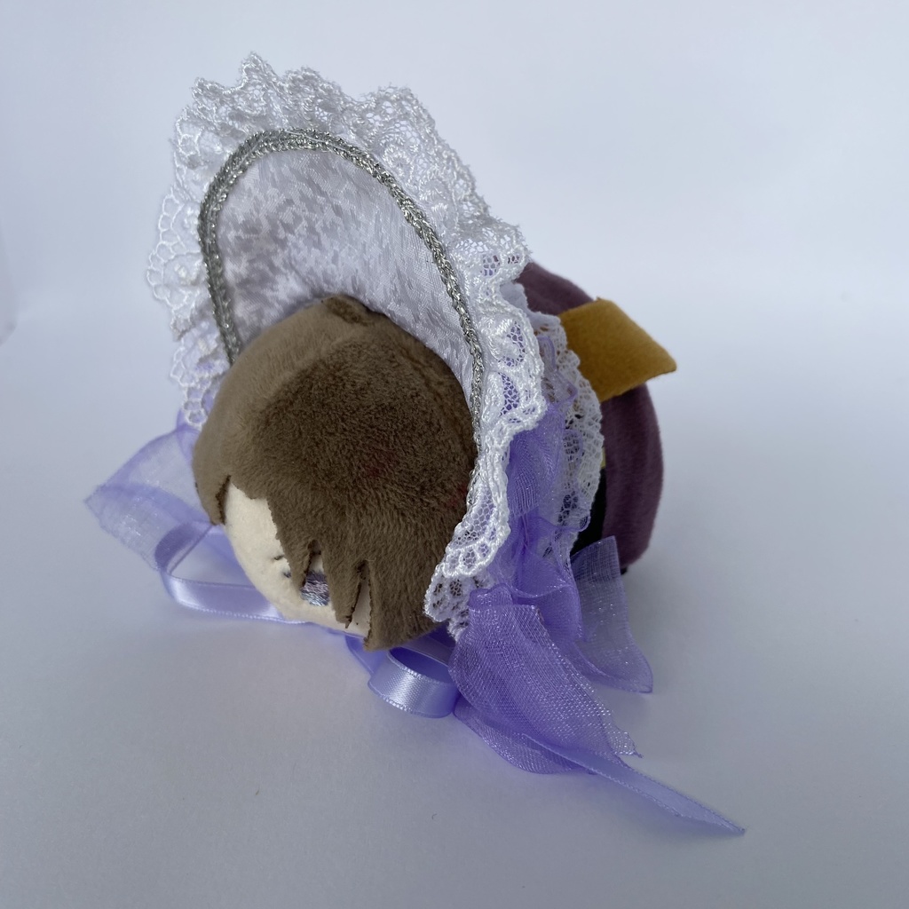もちもちマスコット用ボンネット(白×パープル)