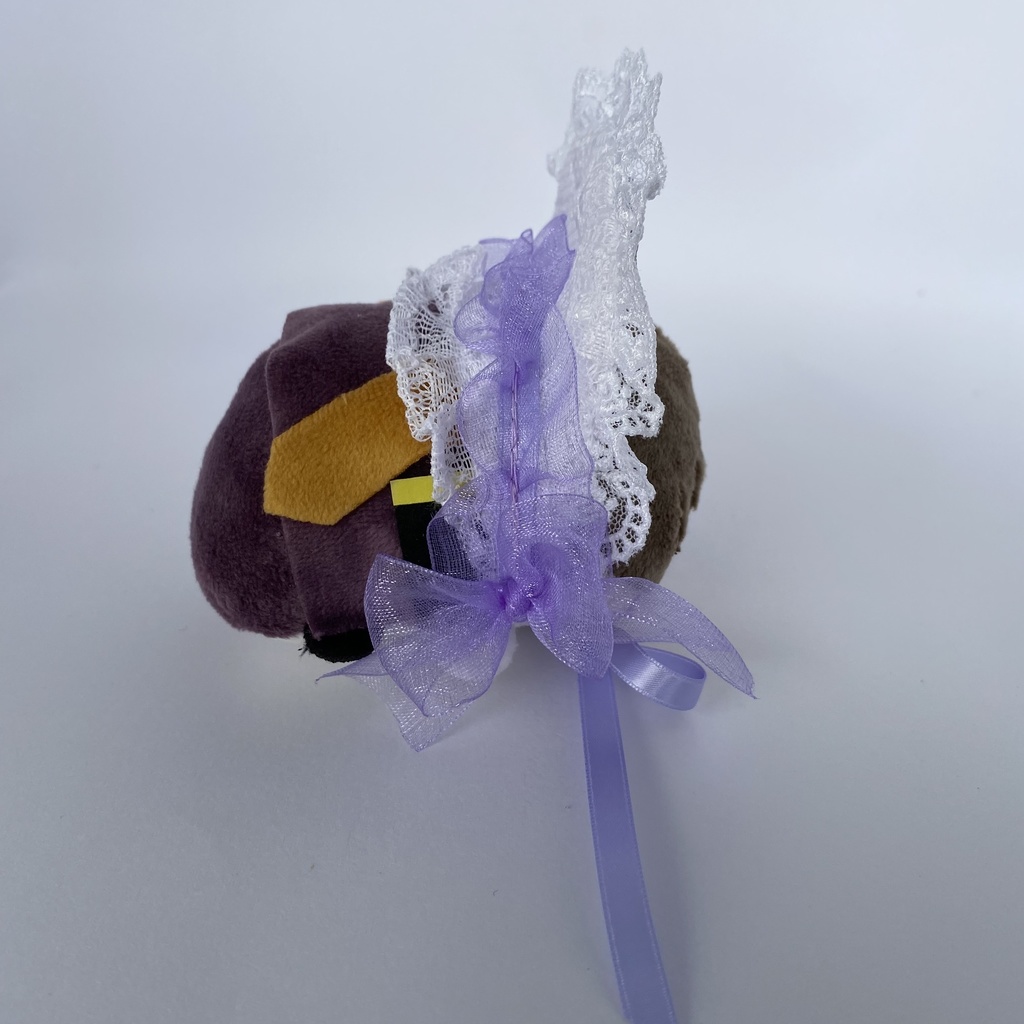 もちもちマスコット用ボンネット(白×パープル)