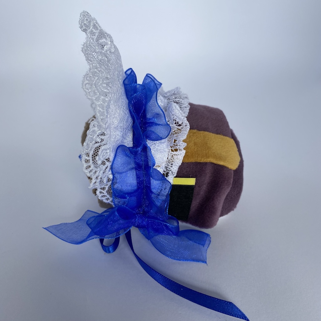 もちもちマスコット用ハーフボンネット(白×青)