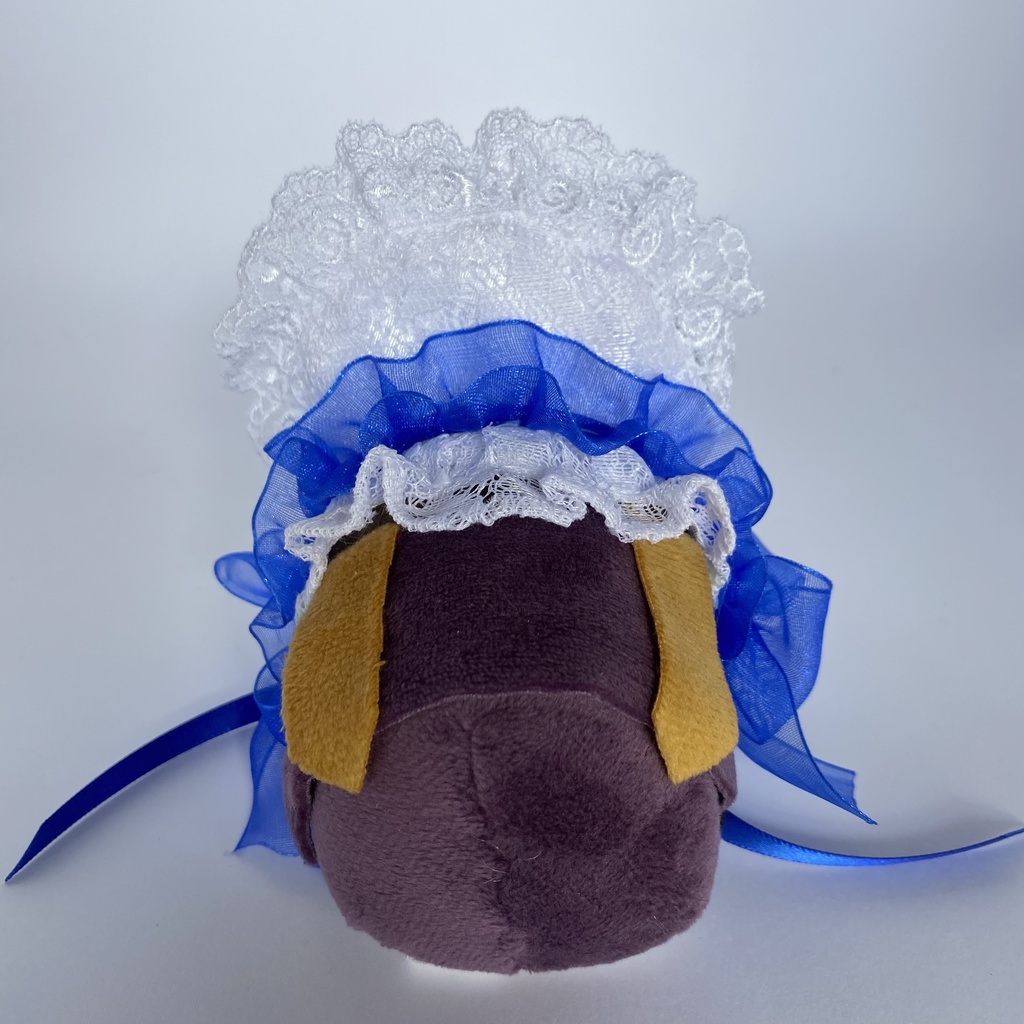 もちもちマスコット用ハーフボンネット(白×青)