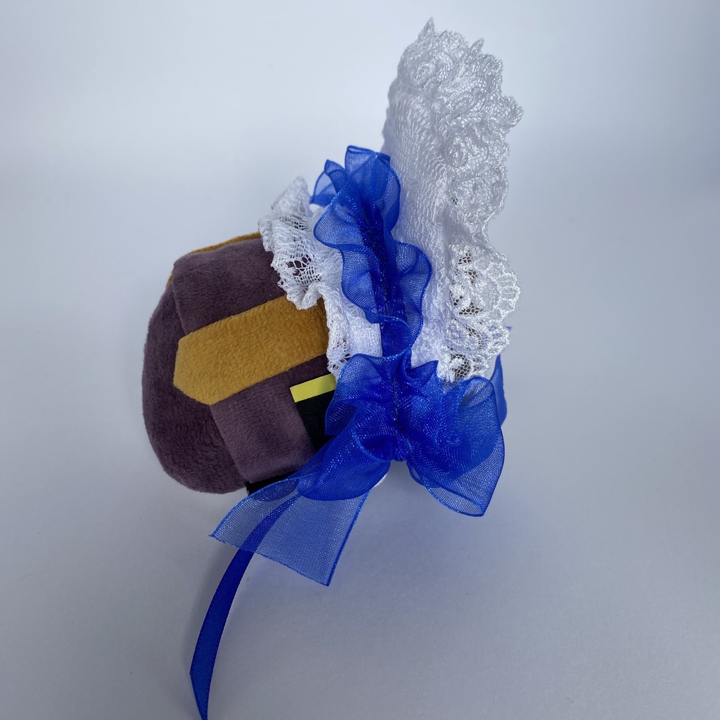 もちもちマスコット用ハーフボンネット(白×青)