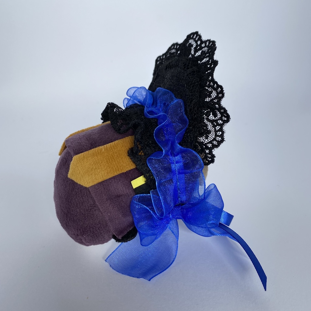 もちもちマスコット用ハーフボンネット(黒×青・縁取りシルバー)