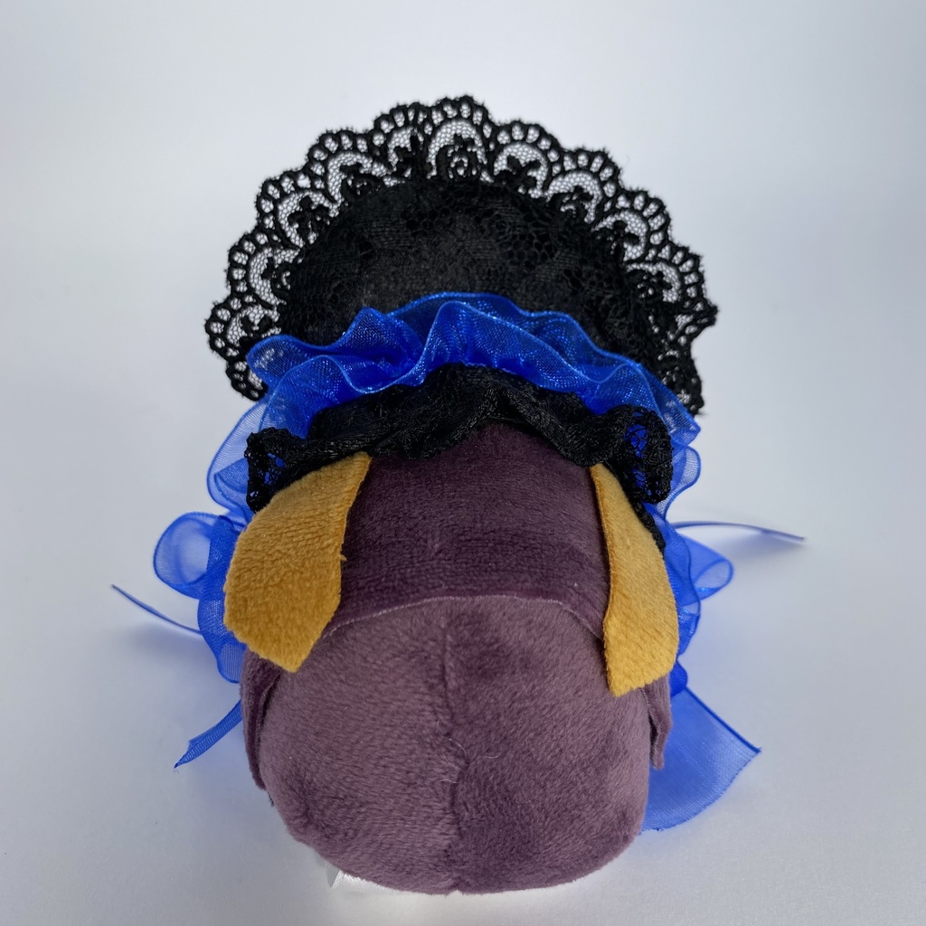 もちもちマスコット用ハーフボンネット(黒×青・縁取りシルバー)