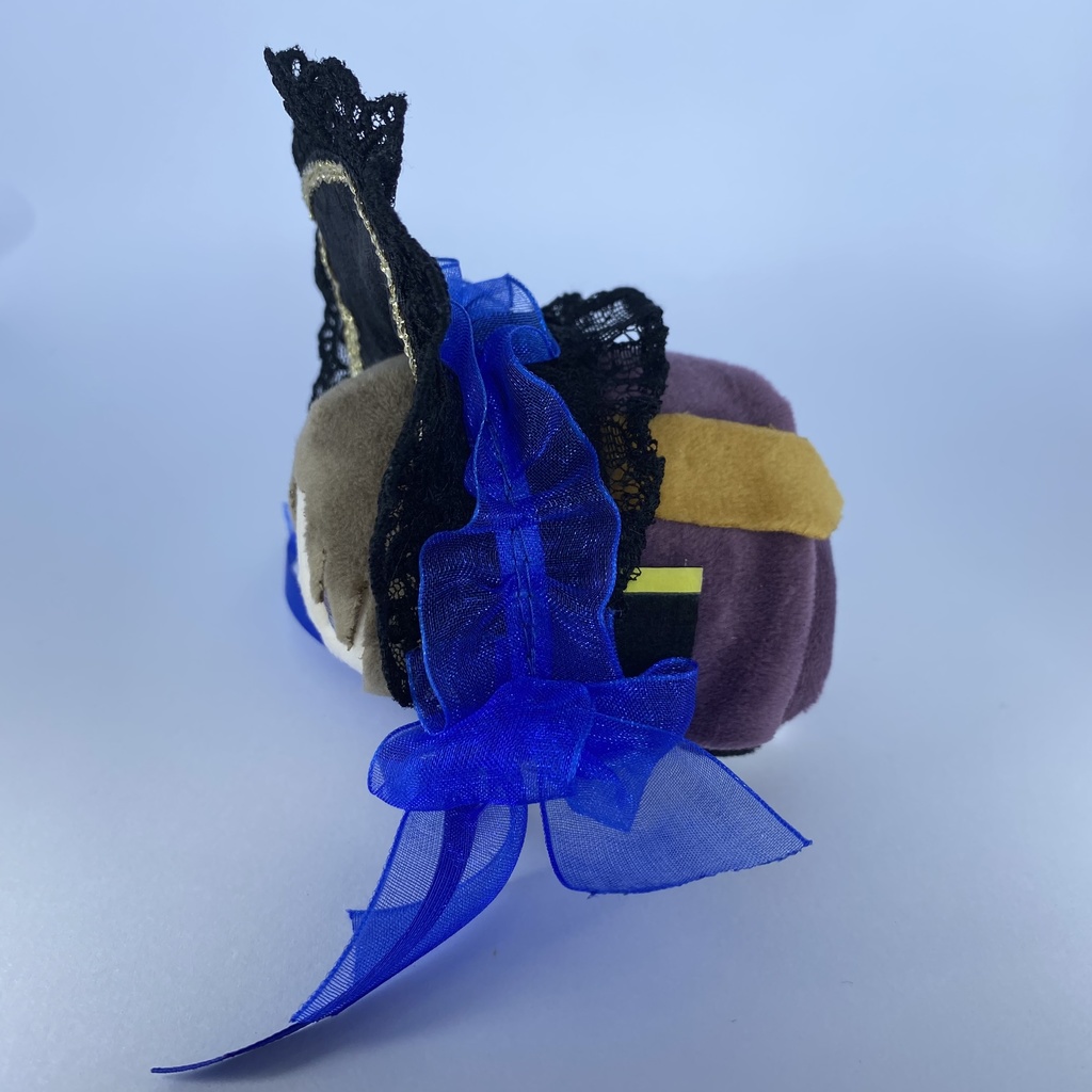 もちもちマスコット用ハーフボンネット(黒×青・縁取りゴールド)