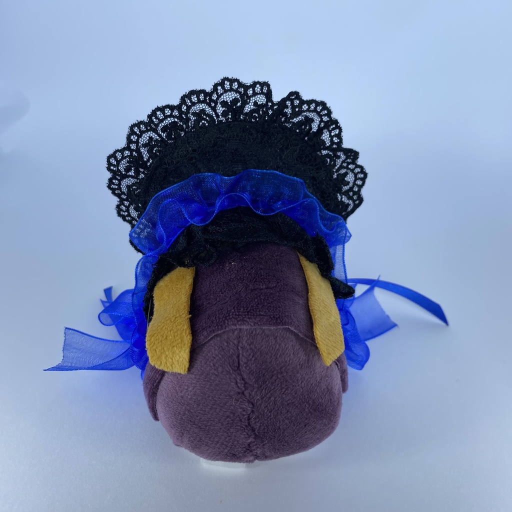 もちもちマスコット用ハーフボンネット(黒×青・縁取りゴールド)