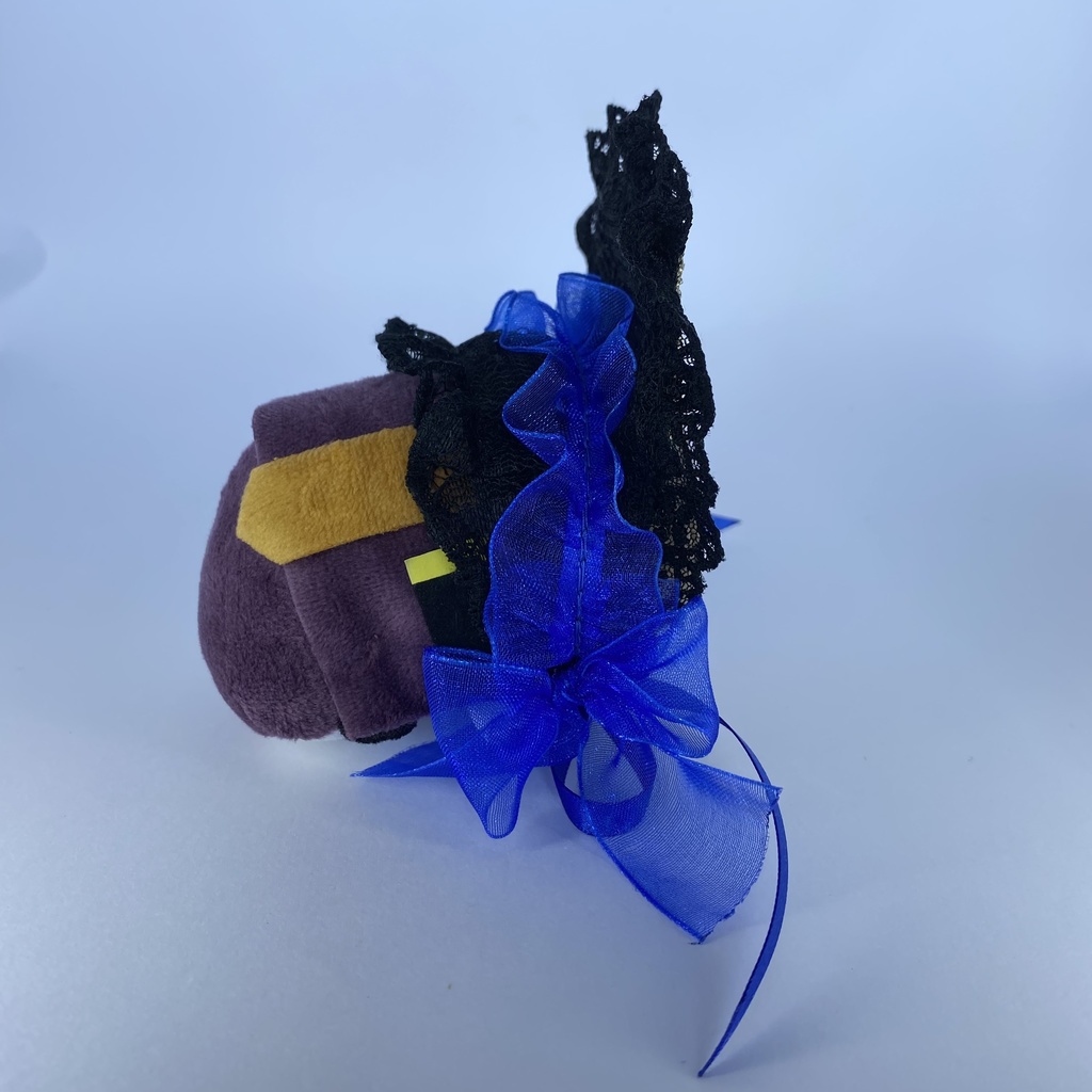 もちもちマスコット用ハーフボンネット(黒×青・縁取りゴールド)