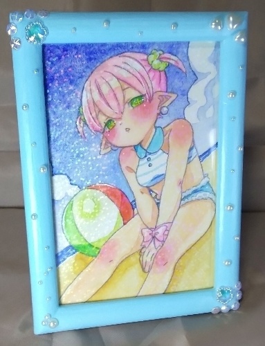 【原画イラスト】夏空ビーチ少女